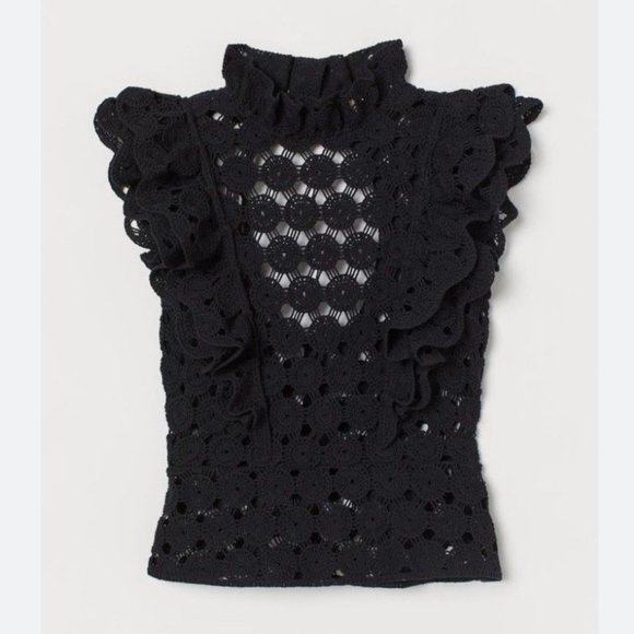 Chic H&M Flounce-Trimmed Crochet Top NWT - Picture 1 of 5